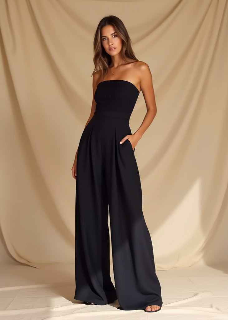 Kayla - Women's Solid Off-Shoulder Backless Jumpsuit