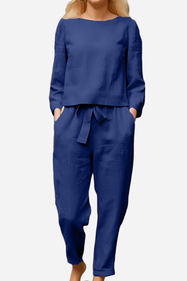 Ismeria - Cotton-Linen Monochrome 2-Piece Set