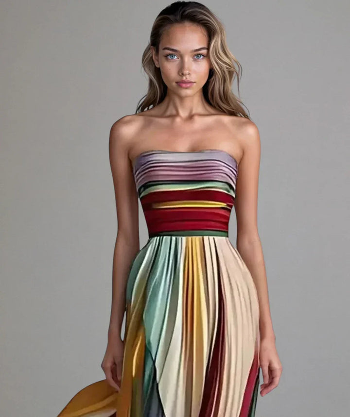 Briar - Elegant Strapless Patchwork Maxi Dress