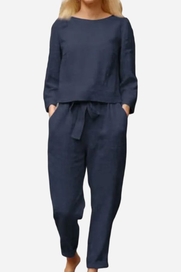 Ismeria - Cotton-Linen Monochrome 2-Piece Set