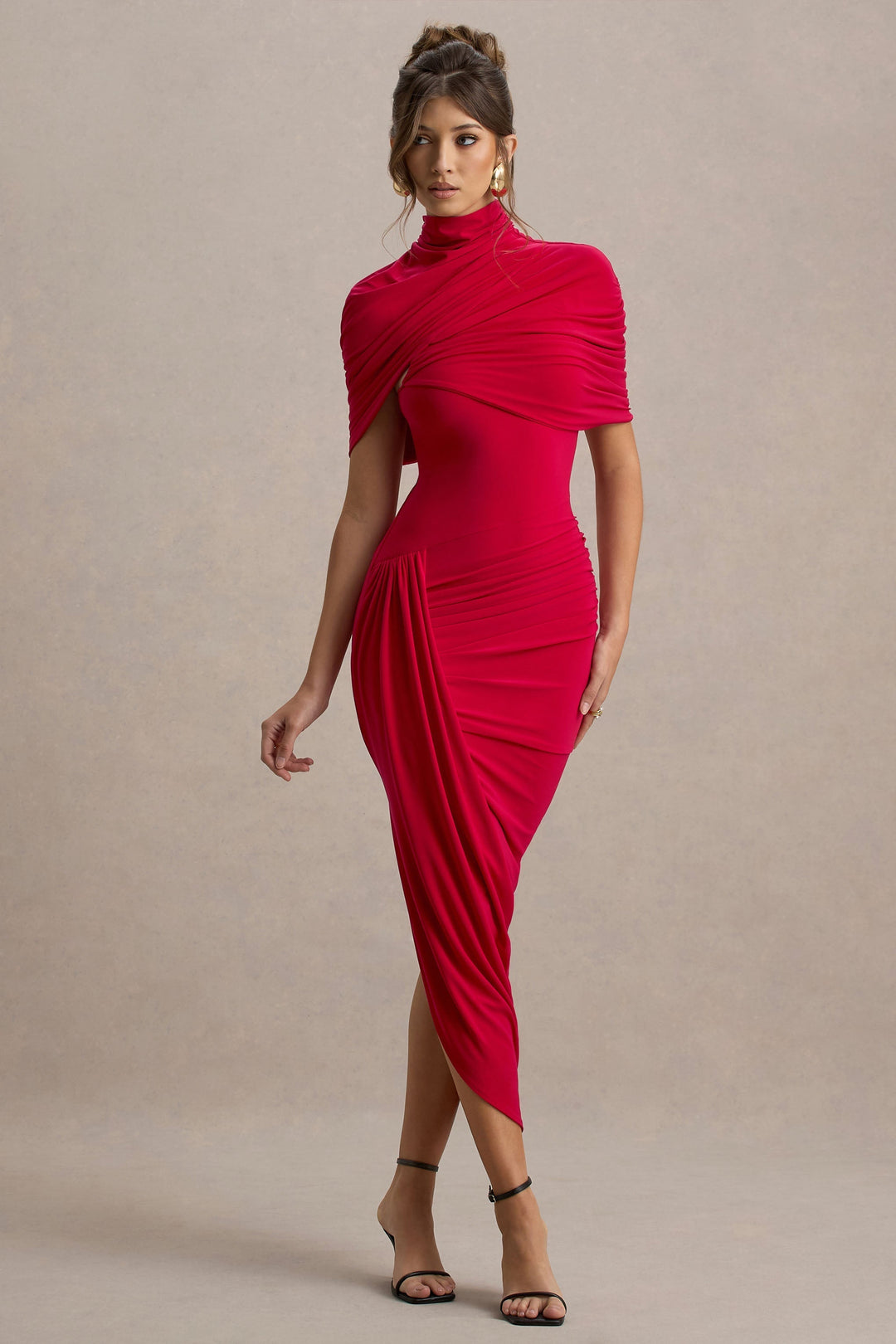 Gemma - Chic Asymmetric Twisted Cape Maxi Dress