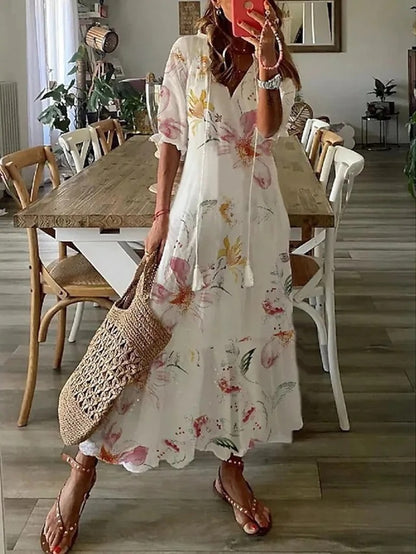 Rowena  - Floral Print Long Summer Dress