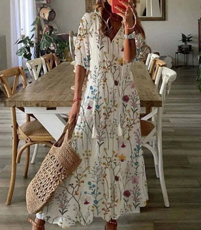 Rowena  - Floral Print Long Summer Dress
