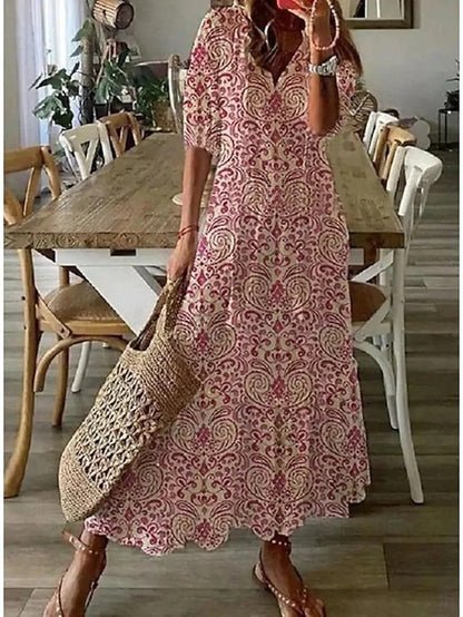 Orlith - Vintage Bohemian V-Neck Casual Dress