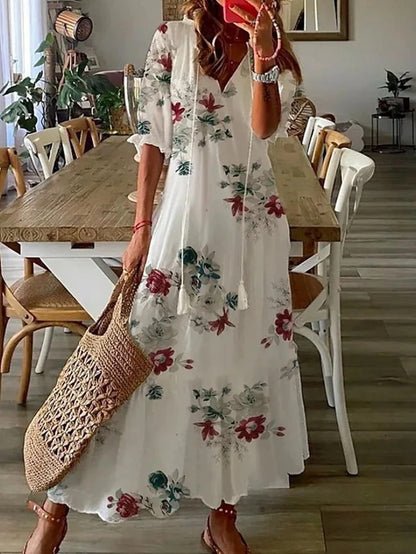 Orlith - Vintage Bohemian V-Neck Casual Dress