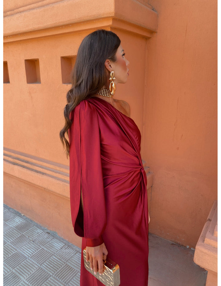 June - Asymmetrical Ruched One-Shoulder Maxi Dress