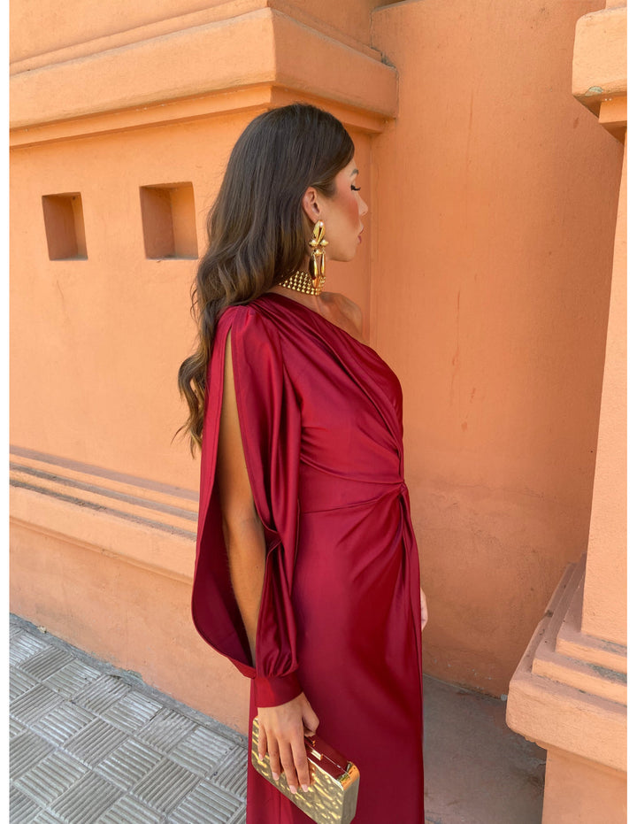 June - Asymmetrical Ruched One-Shoulder Maxi Dress