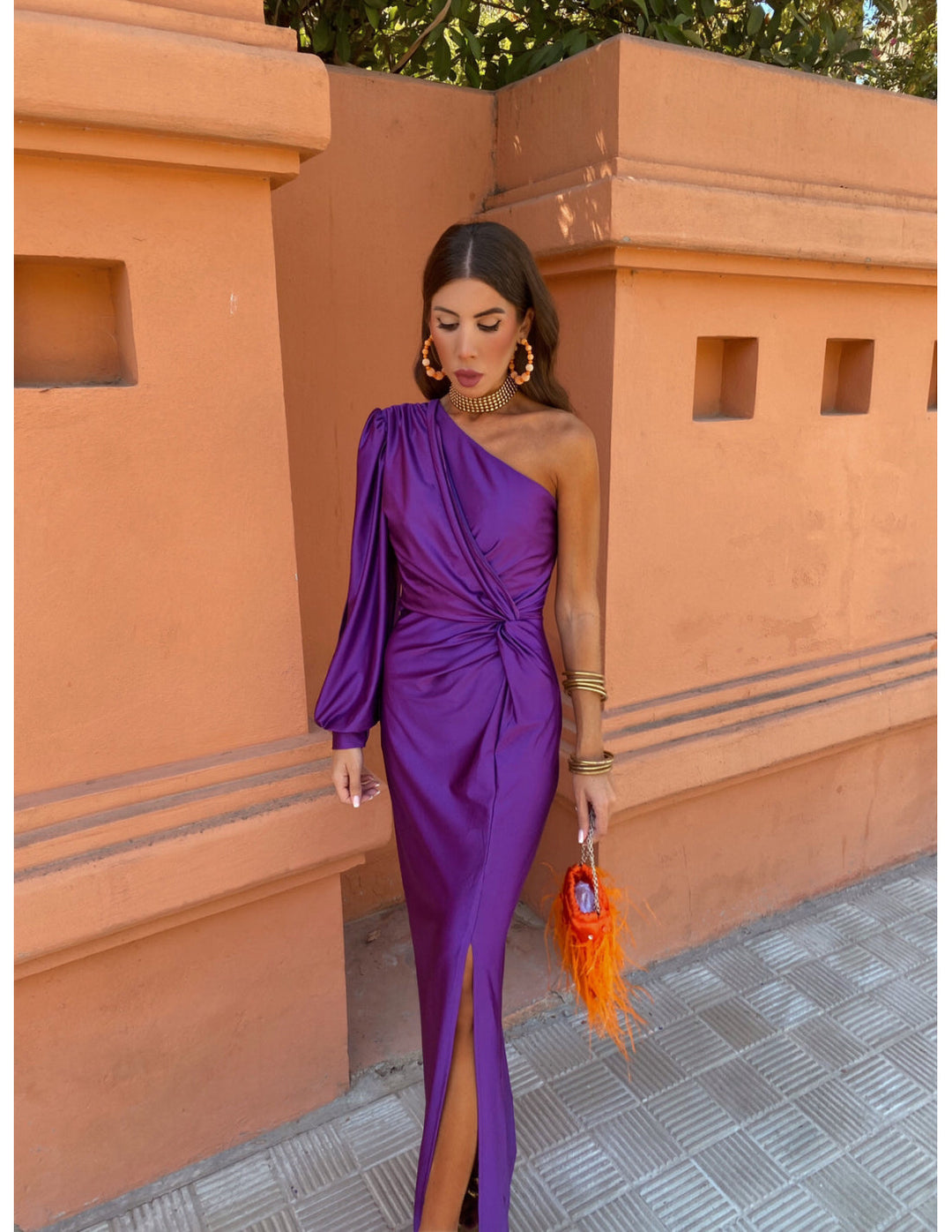 June - Asymmetrical Ruched One-Shoulder Maxi Dress