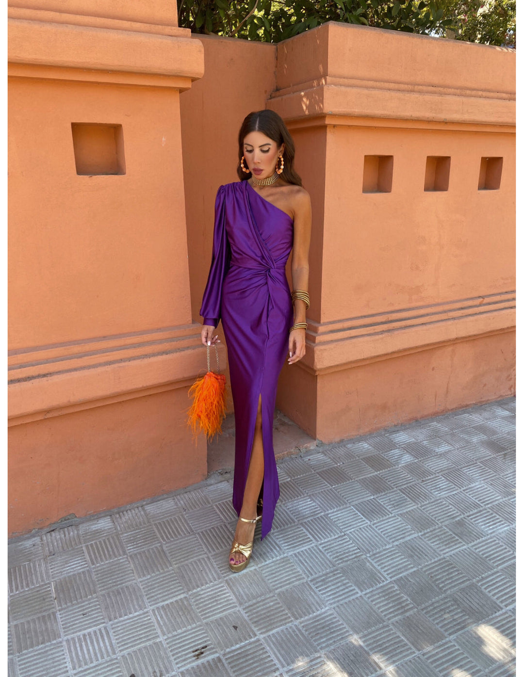 June - Asymmetrical Ruched One-Shoulder Maxi Dress