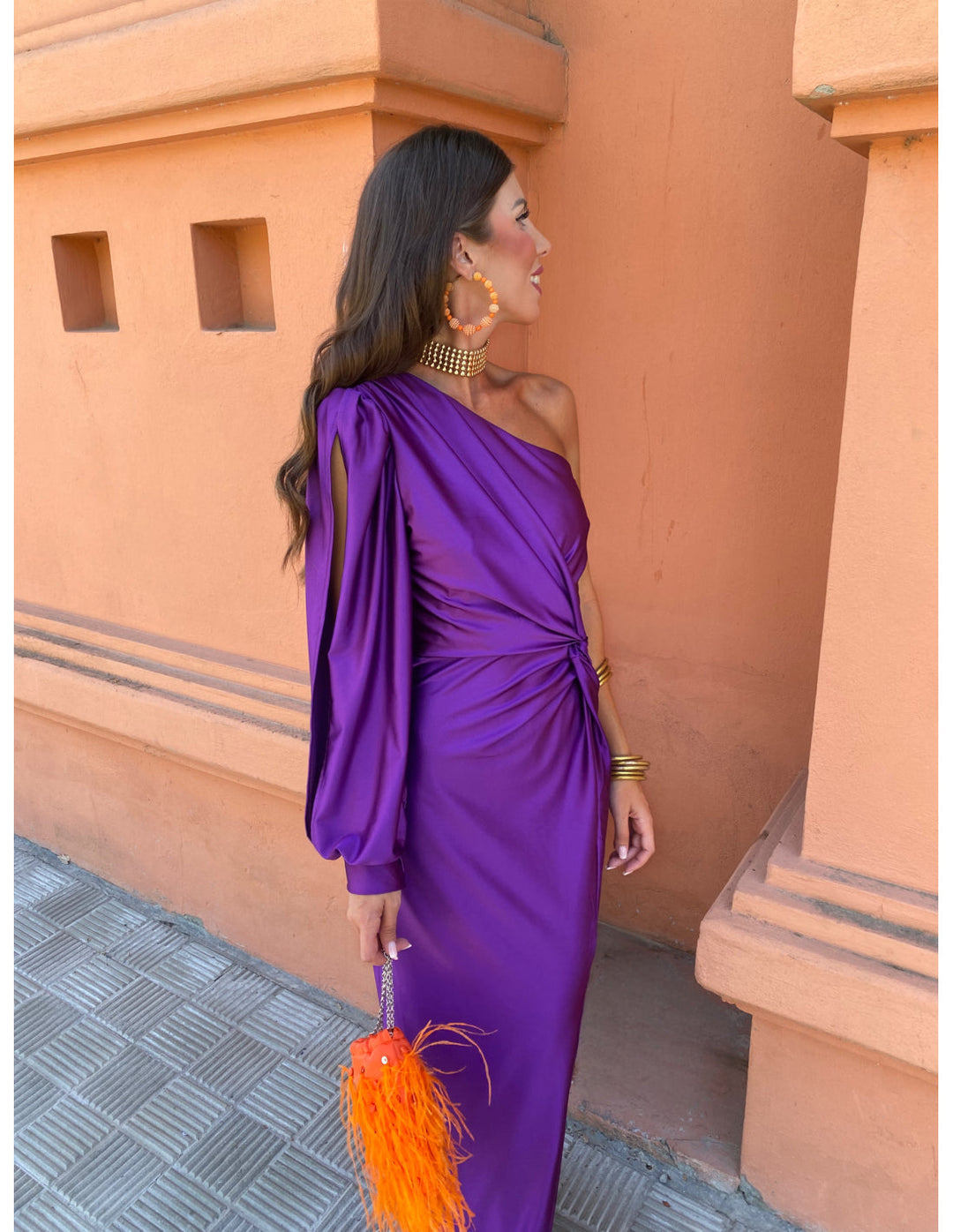 June - Asymmetrical Ruched One-Shoulder Maxi Dress