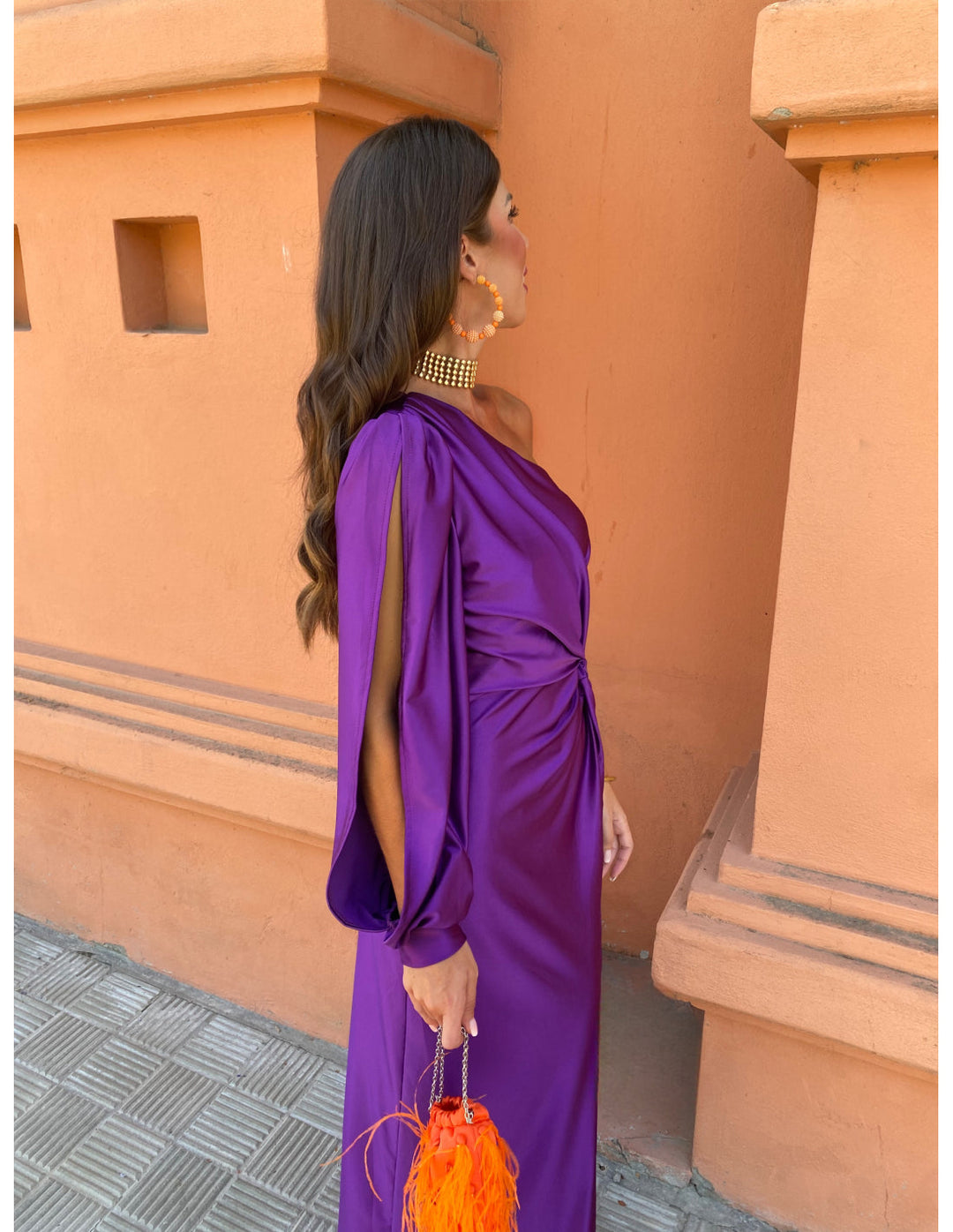June - Asymmetrical Ruched One-Shoulder Maxi Dress
