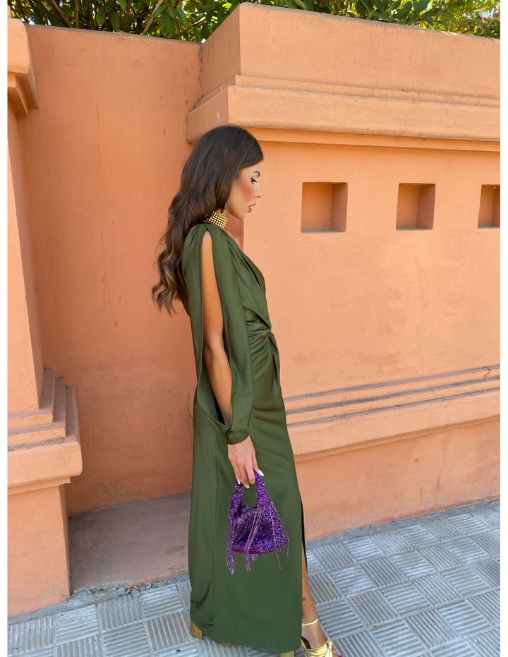 June - Asymmetrical Ruched One-Shoulder Maxi Dress